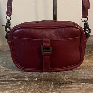 Botkier Baxter Camera Bag Burgundy Leather Crossbody Shoulder Bag Gunmetal